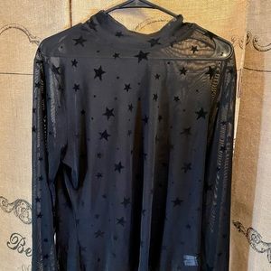 high neck mesh long sleeve shirt